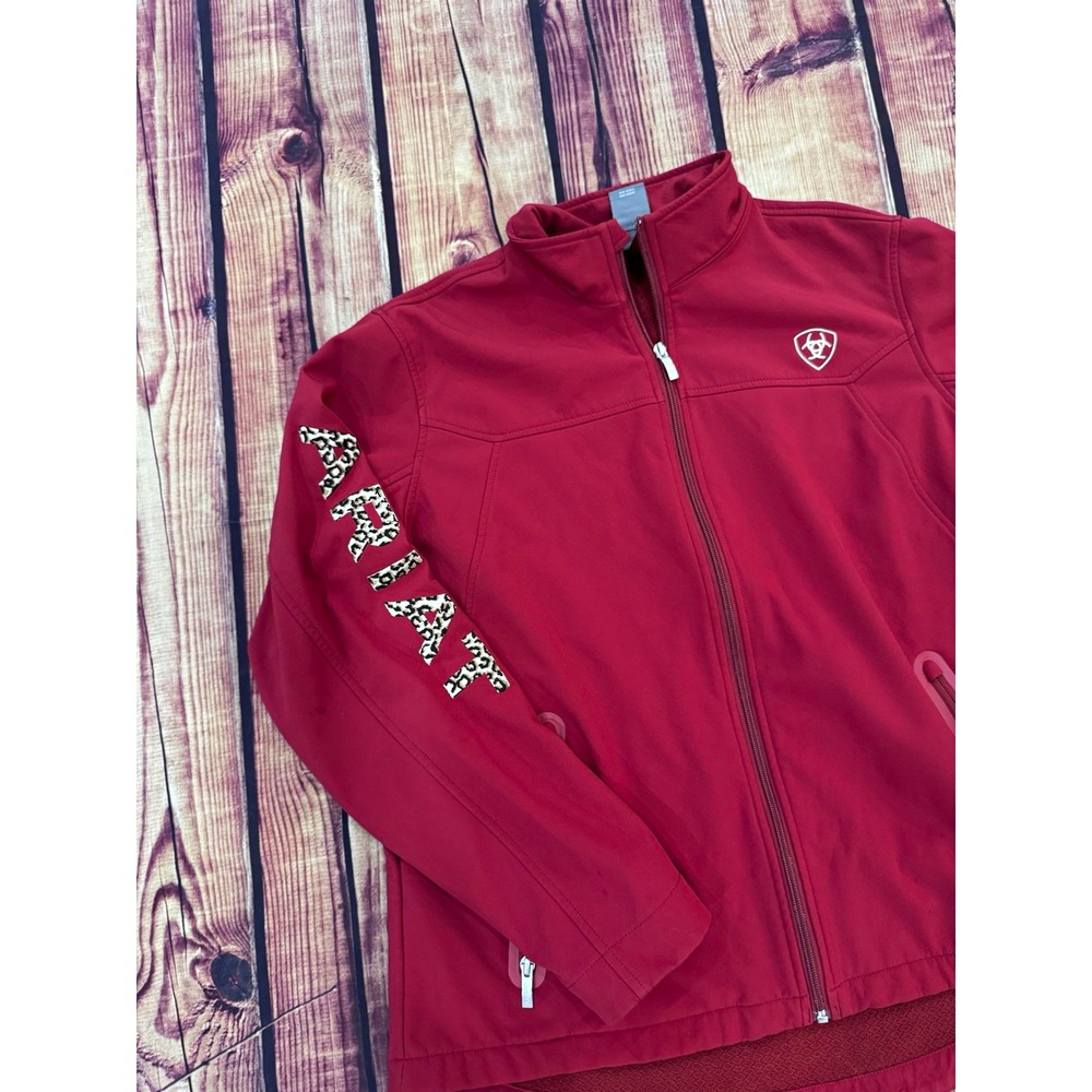 Ariat Women's Red Full Zip Jacket Long Sleeve Regular Fit Short 2XL Logo